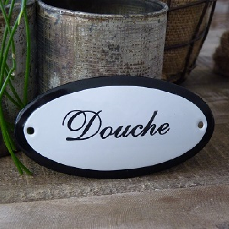 Emaille deurbordje ovaal 'Douche'