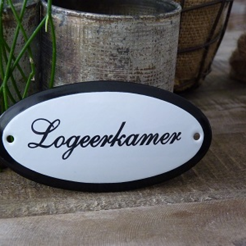 Emaille deurbordje ovaal 'Logeerkamer'
