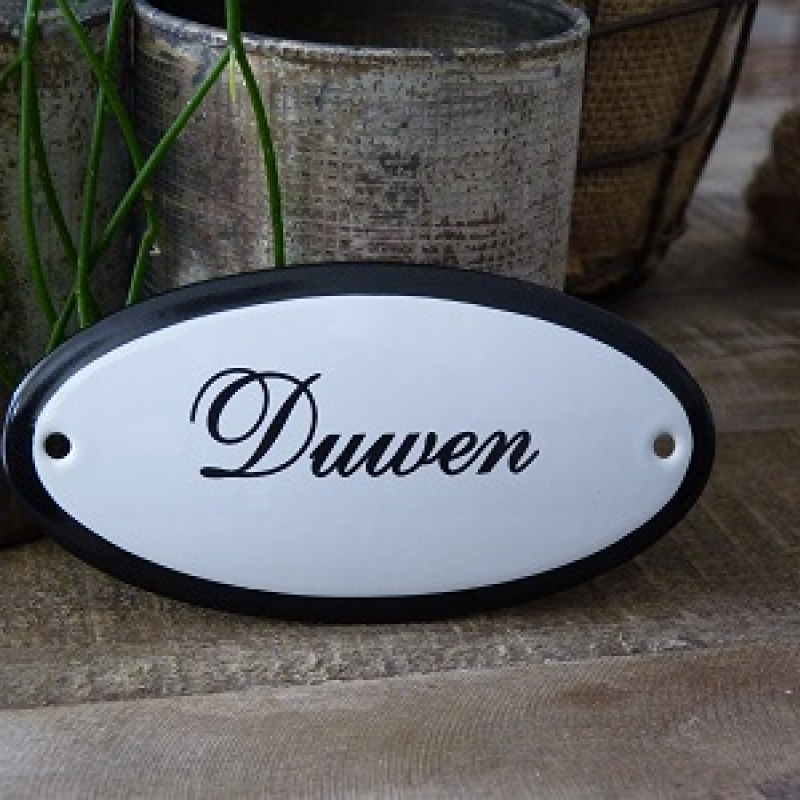 Emaille deurbordje ovaal 'Duwen'