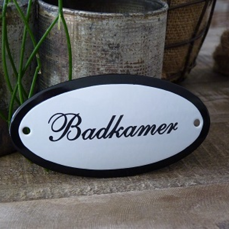 Emaille deurbordje ovaal 'Badkamer'