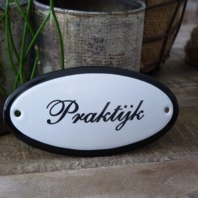 Emaille deurbordje ovaal 'Praktijk'