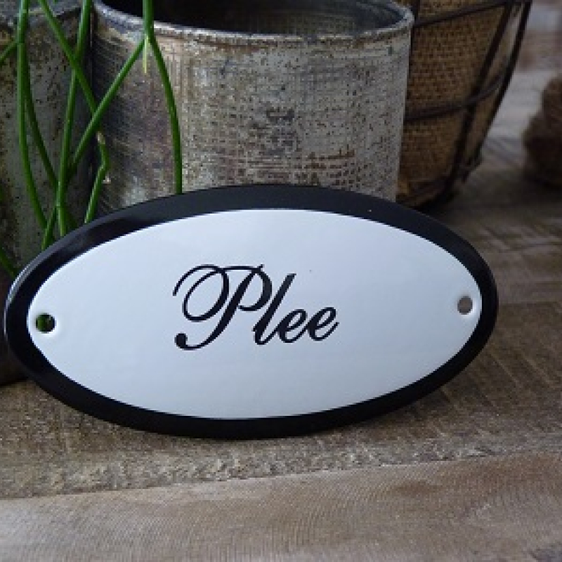 Emaille deurbordje ovaal 'Plee'