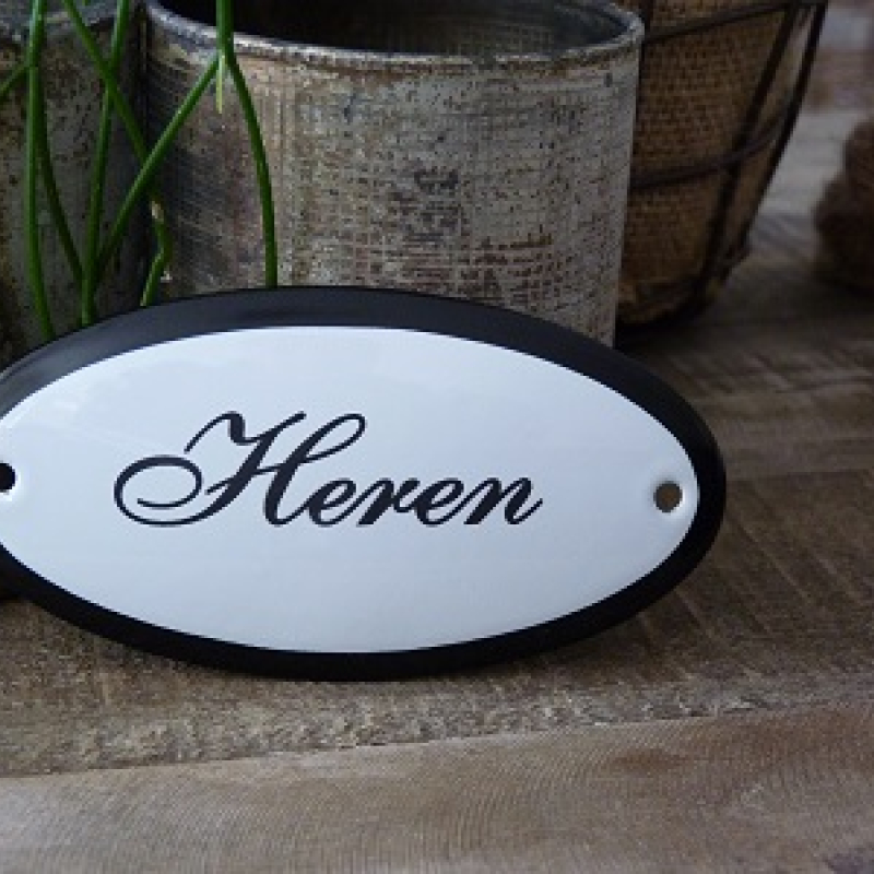 Emaille deurbordje ovaal 'Heren'