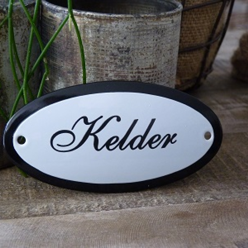Emaille deurbordje ovaal 'Kelder'
