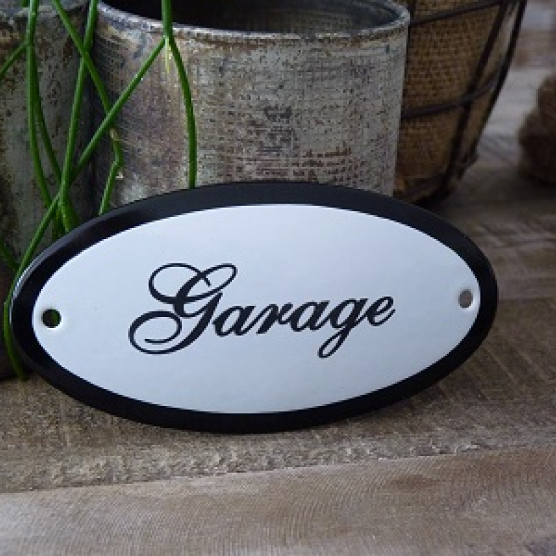 Emaille deurbordje ovaal 'Garage'