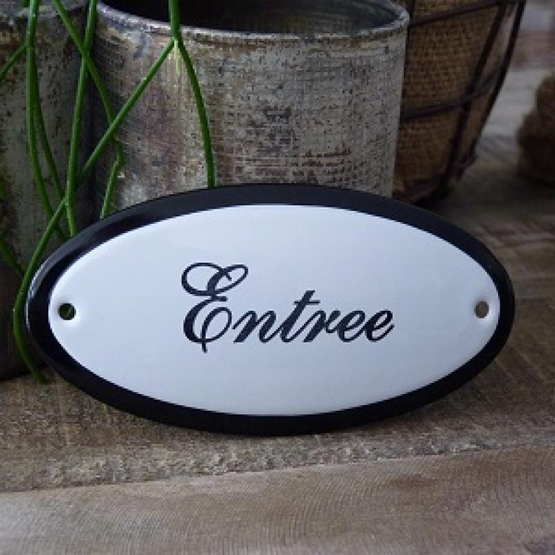 Emaille deurbordje ovaal 'Entree'