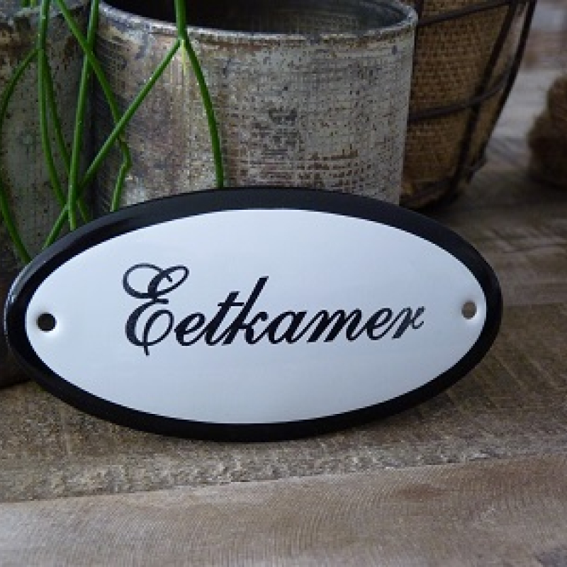 Emaille deurbordje ovaal 'Eetkamer'