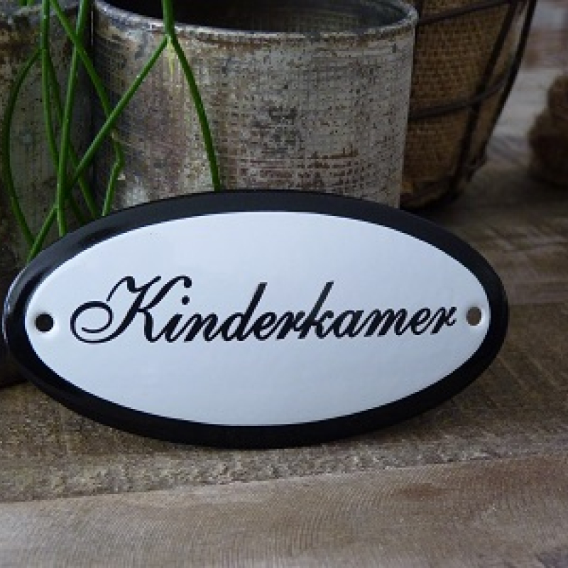 Emaille deurbordje ovaal 'Kinderkamer'