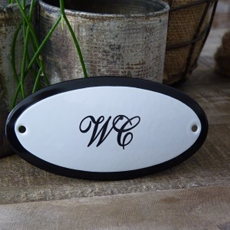 Emaille deurbordje ovaal 'WC' 