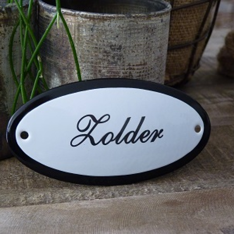 Emaille deurbordje ovaal 'Zolder' 