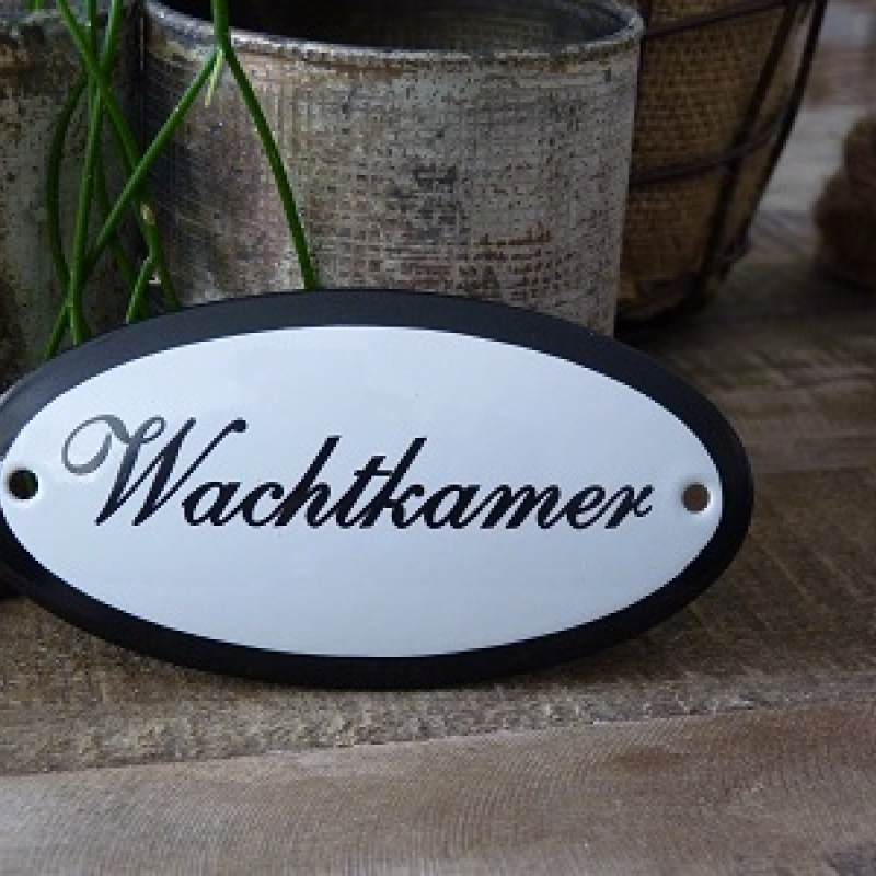 Emaille deurbordje ovaal 'Wachtkamer' 