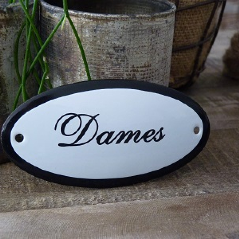 Emaille deurbordje ovaal 'Dames'
