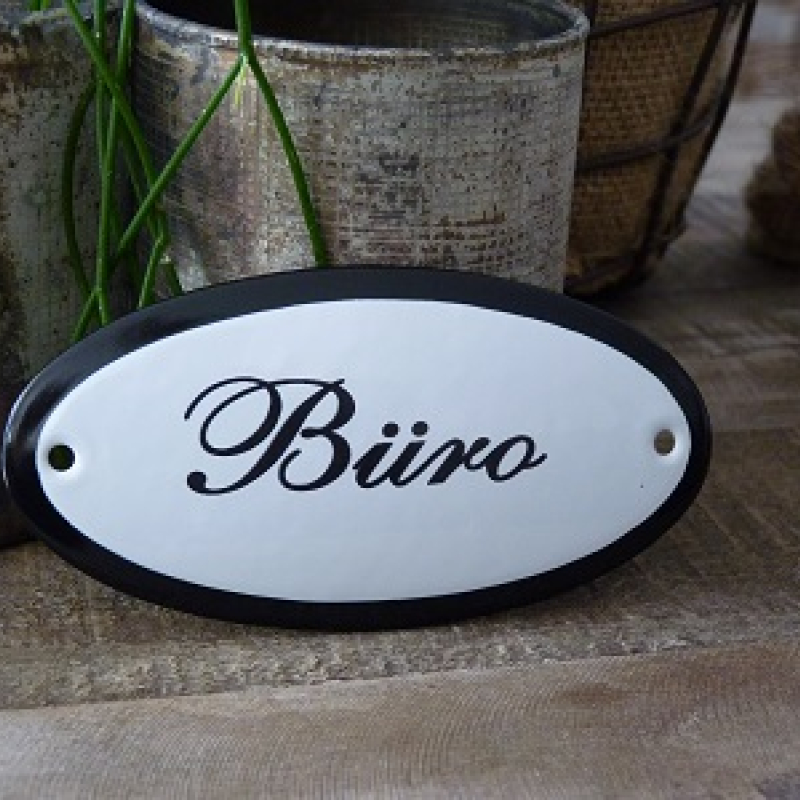 Emaille deurbordje ovaal 'Büro' 