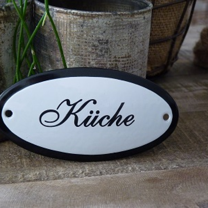 Emaille deurbordje ovaal 'Küche' 