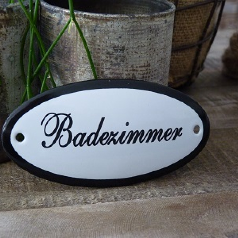 Emaille deurbordje ovaal 'Badezimmer' 