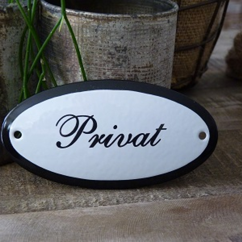 Emaille deurbordje ovaal 'Privat' 