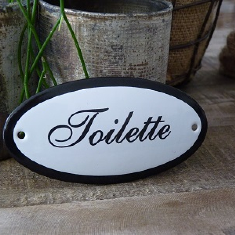 Emaille deurbordje ovaal 'Toilette' 