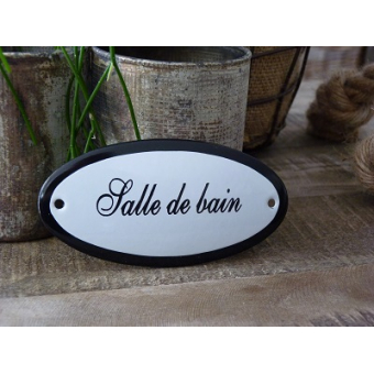 Emaille deurbordje ovaal 'Salle de bain' 