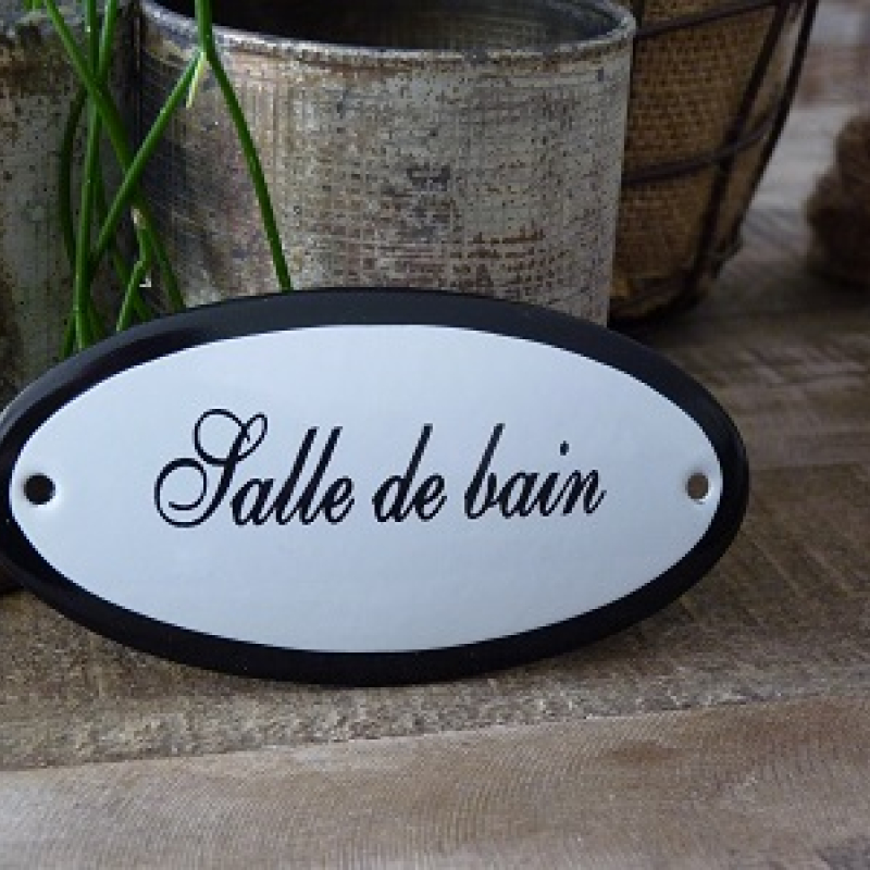 Emaille deurbordje ovaal 'Salle de bain' 