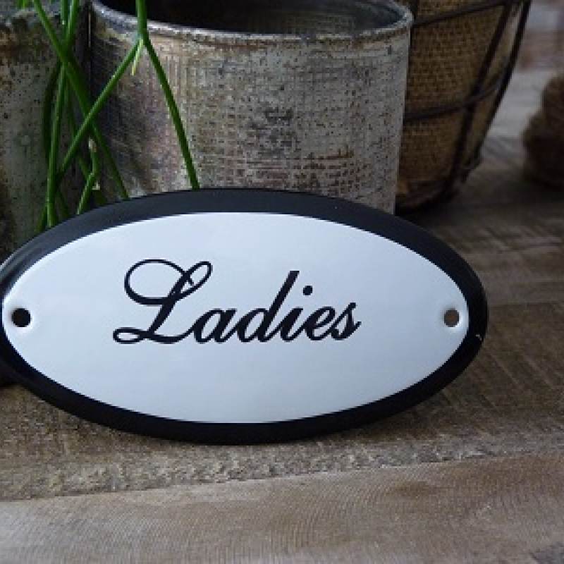 Emaille deurbordje ovaal 'Ladies' 