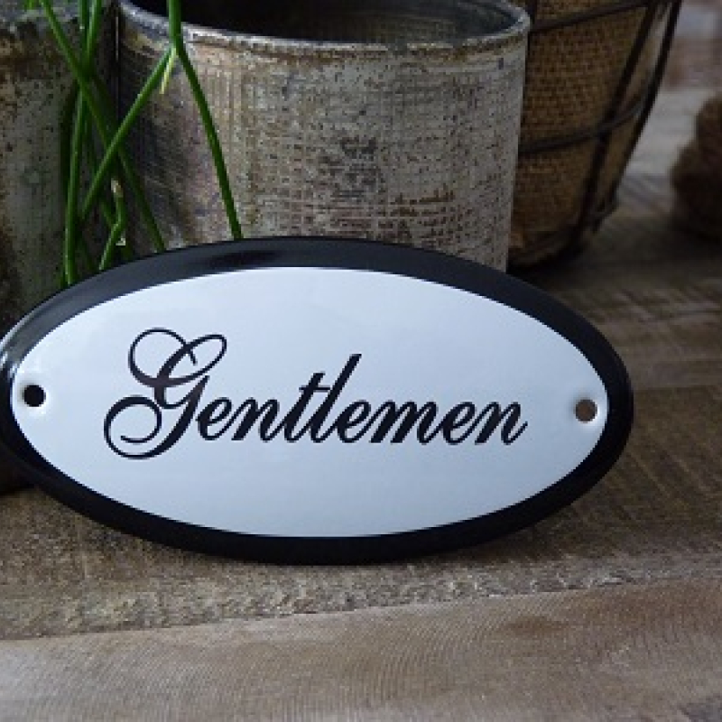 Emaille deurbordje ovaal 'Gentlemen' 