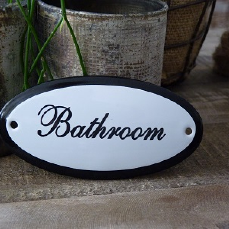 Emaille deurbordje ovaal 'Bathroom' 