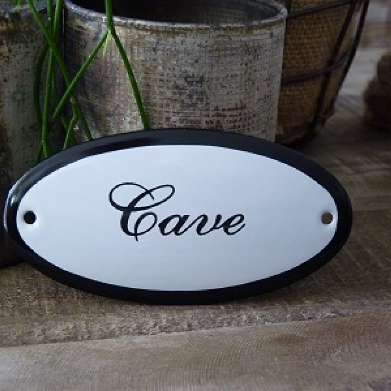 Emaille deurbordje ovaal 'Cave' 