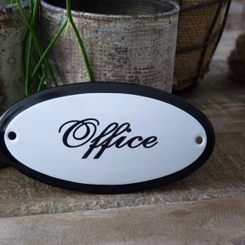 Emaille deurbordje ovaal 'Office' 