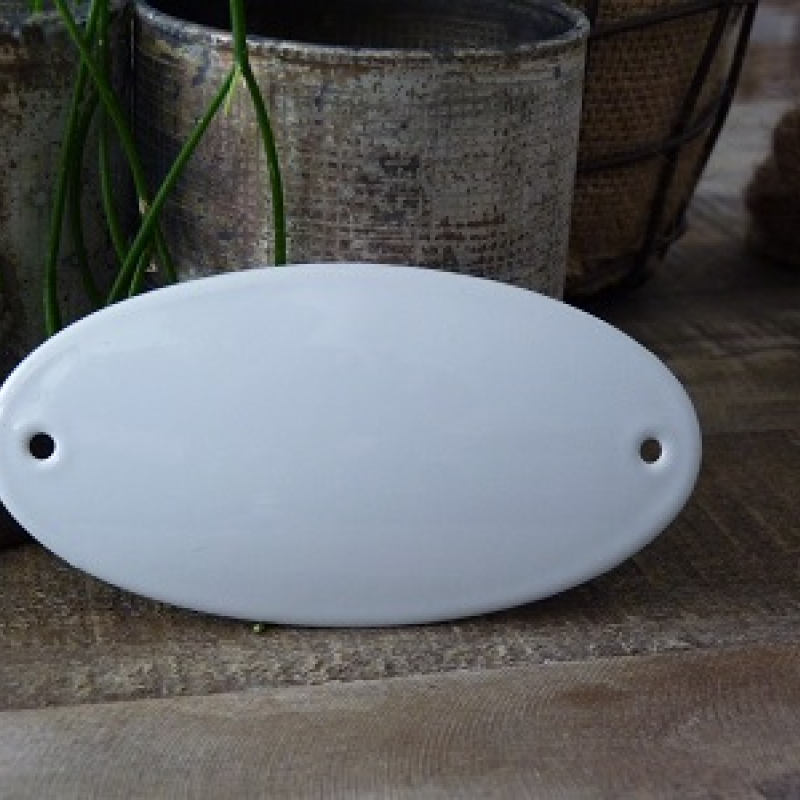 Emaille deurbordje ovaal 'Blanco' 