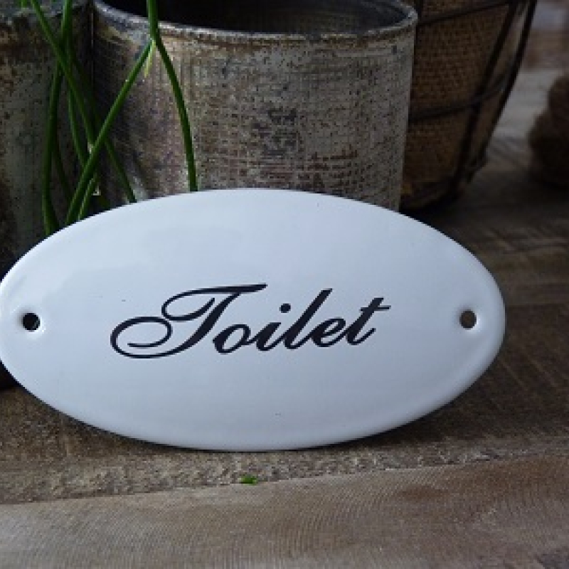 Emaille deurbordje ovaal zonder kader  'Toilet'