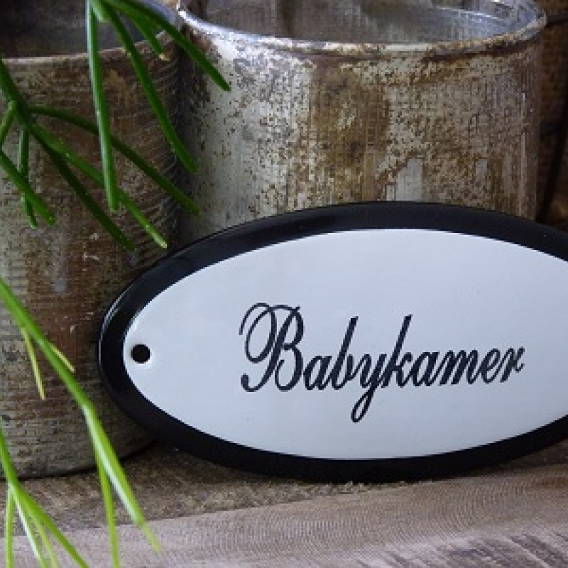 Emaille deurbordje ovaal 'Babykamer'