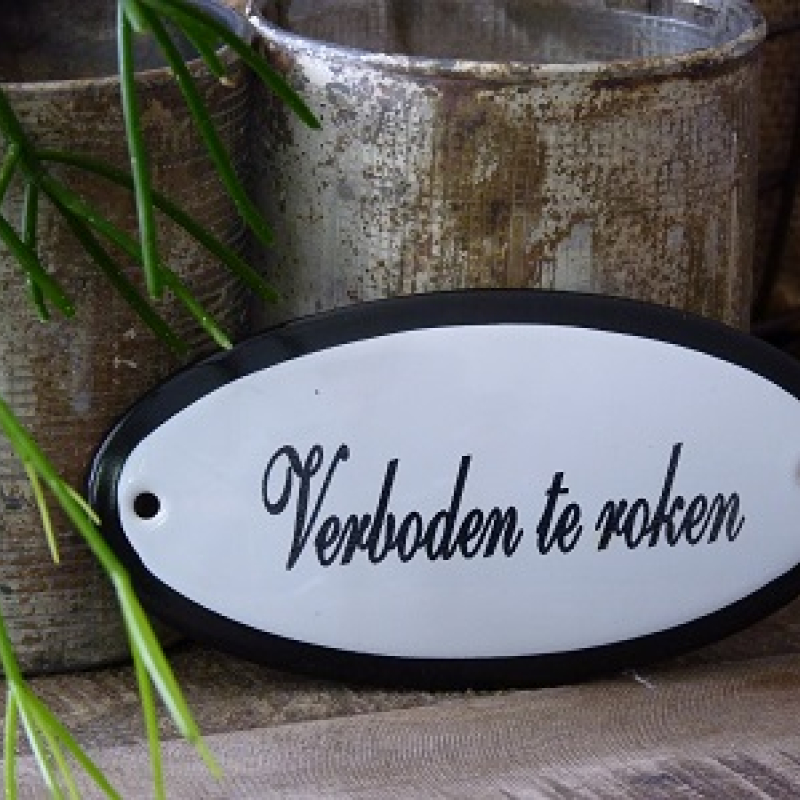 Emaille deurbordje ovaal 'Verboden te roken'