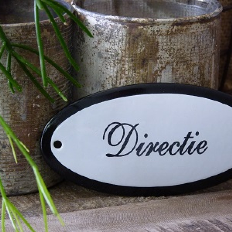 Emaille deurbordje ovaal 'Directie'