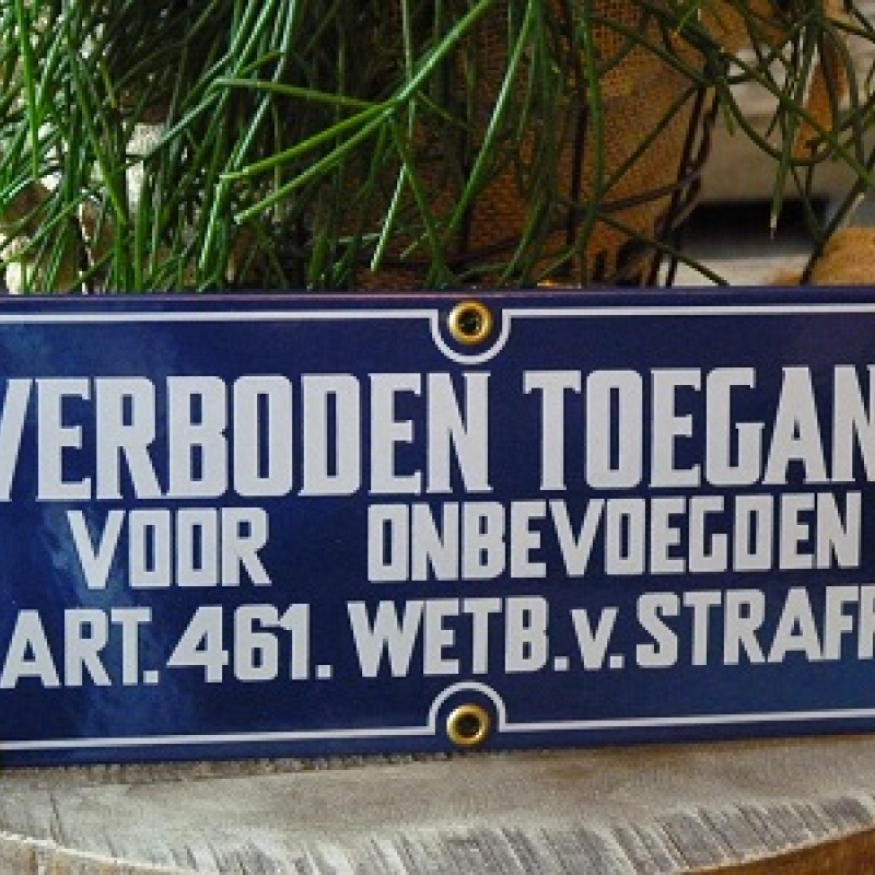 Emaille waarschuwingsbord 'verboden toegang' 35 x 15 cm