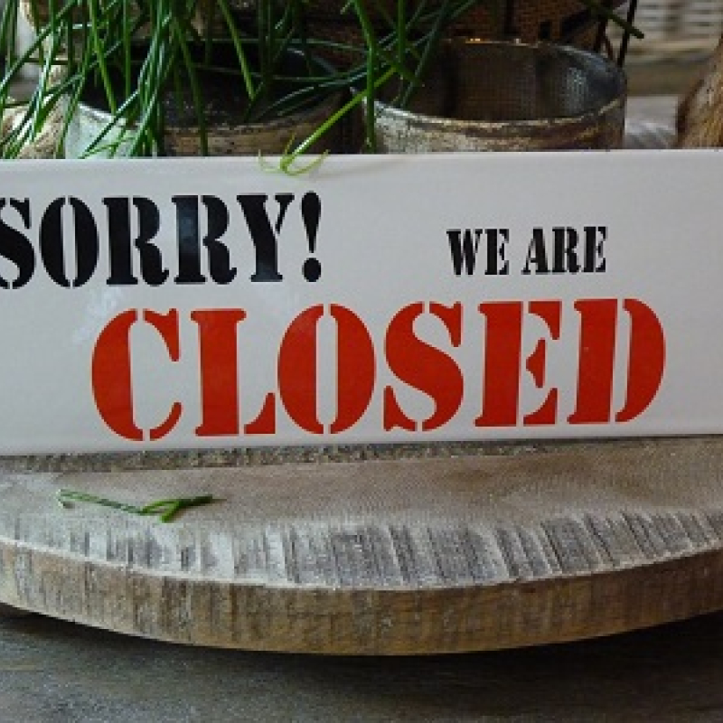 Emaille bord 'Sorry we are closed'