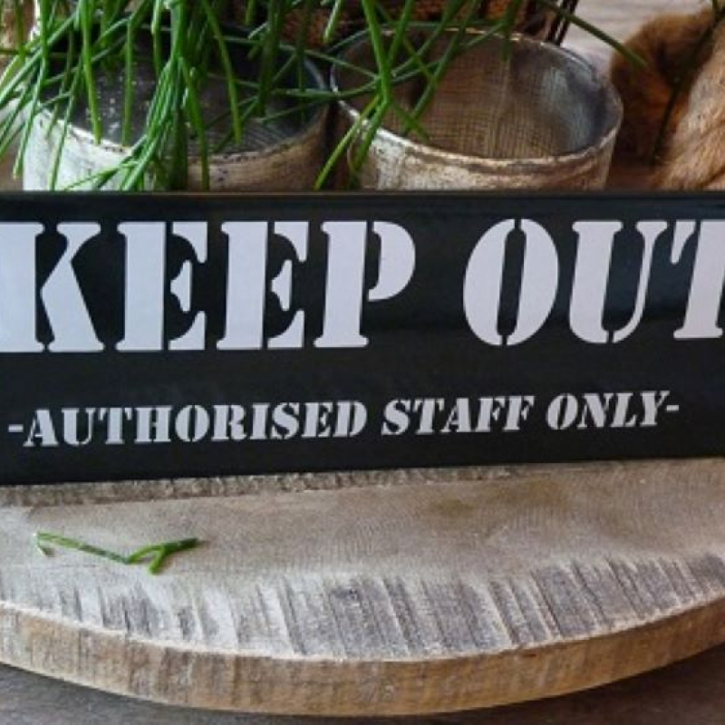 Emaille bord 'Keep out'
