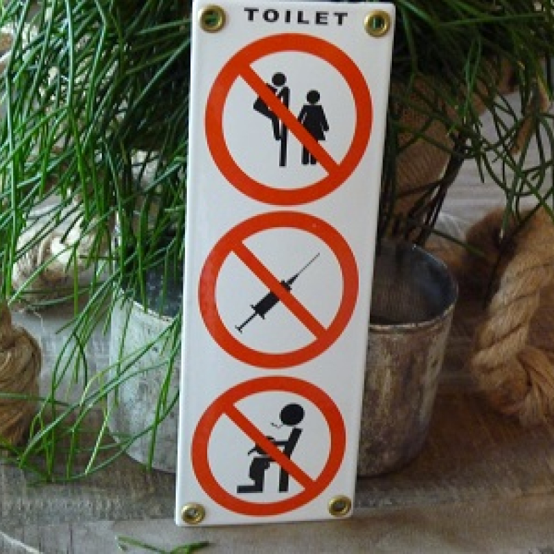 Emaille Toiletverbodsbord met 3 pictogrammen