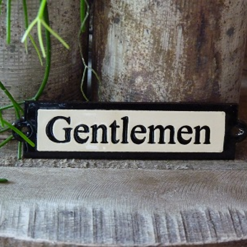 Emaille deurbordje recht 'Gentlemen' 
