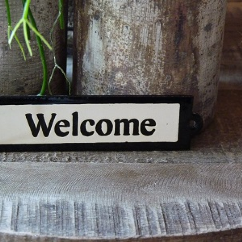 Emaille deurbordje recht 'Welcome' 