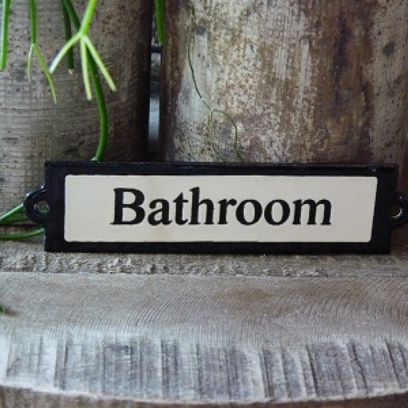 Emaille deurbordje recht 'Bathroom' 