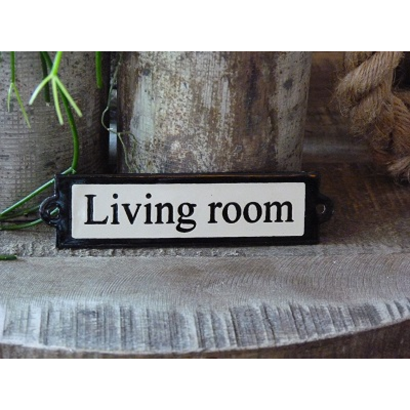 Emaille deurbordje recht 'Living room' 