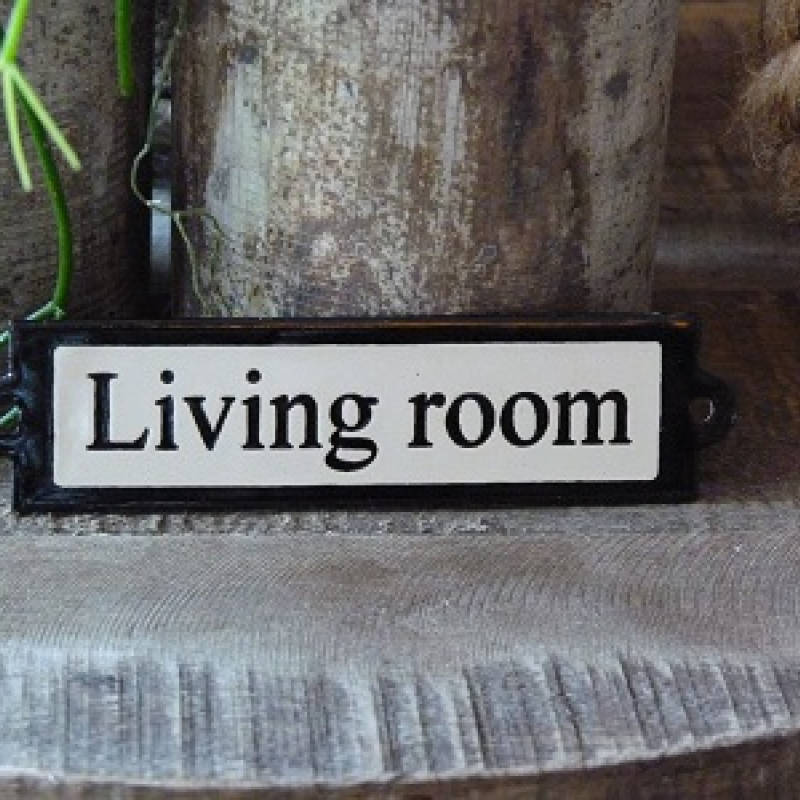 Emaille deurbordje recht 'Living room' 
