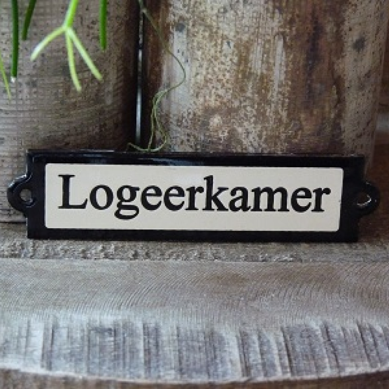 Emaille deurbordje recht 'Logeerkamer' 