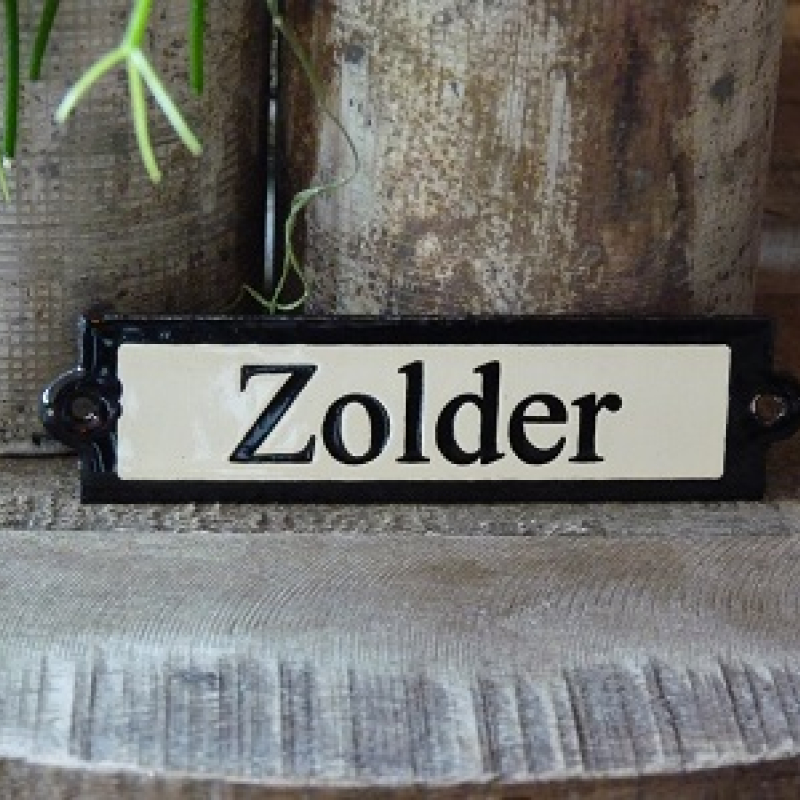 Emaille deurbordje recht 'Zolder' 