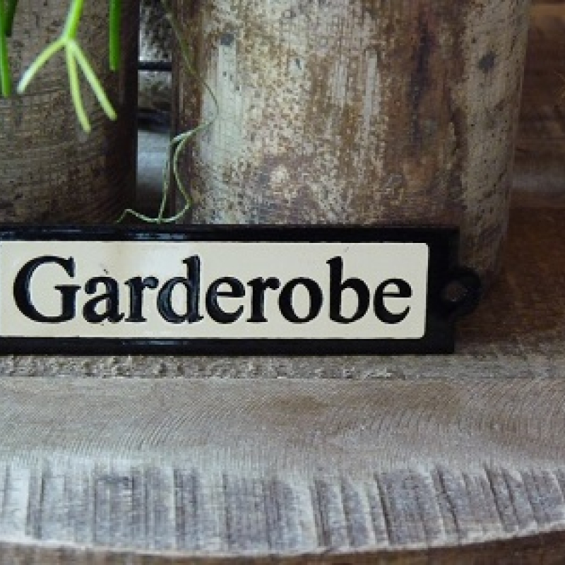 Emaille deurbordje recht 'Garderobe' 