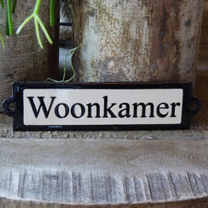 Emaille deurbordje recht 'Woonkamer' 