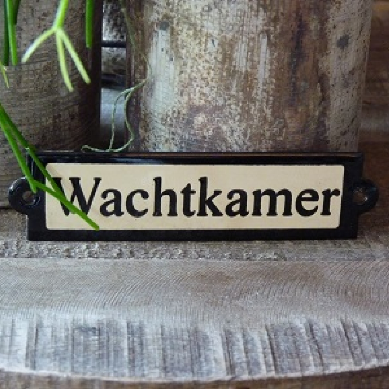 Emaille deurbordje recht 'Wachtkamer' 