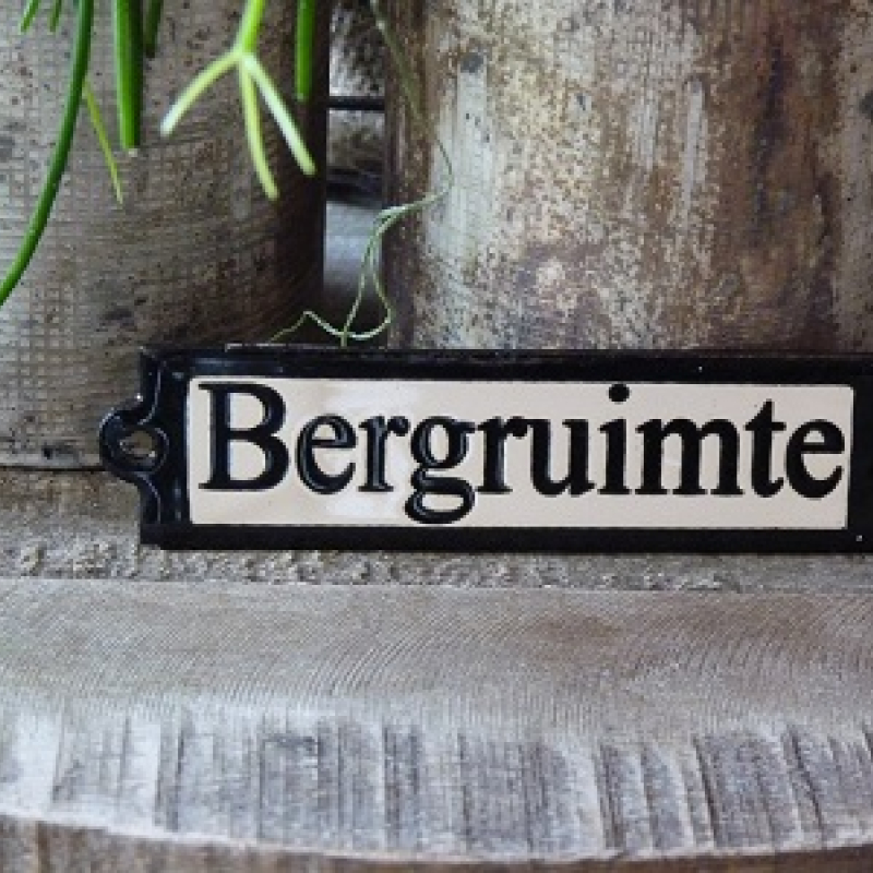 Emaille deurbordje recht 'Bergruimte' 