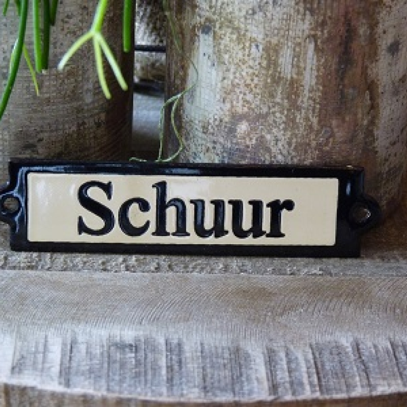 Emaille deurbordje recht 'Schuur' 