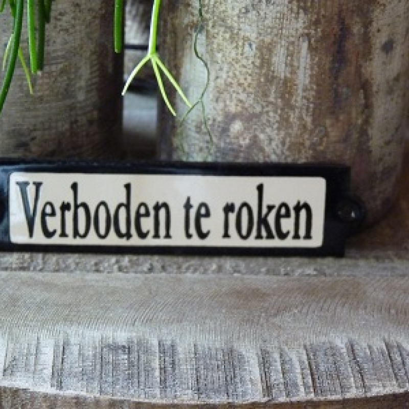 Emaille deurbordje recht 'Verboden te roken' 